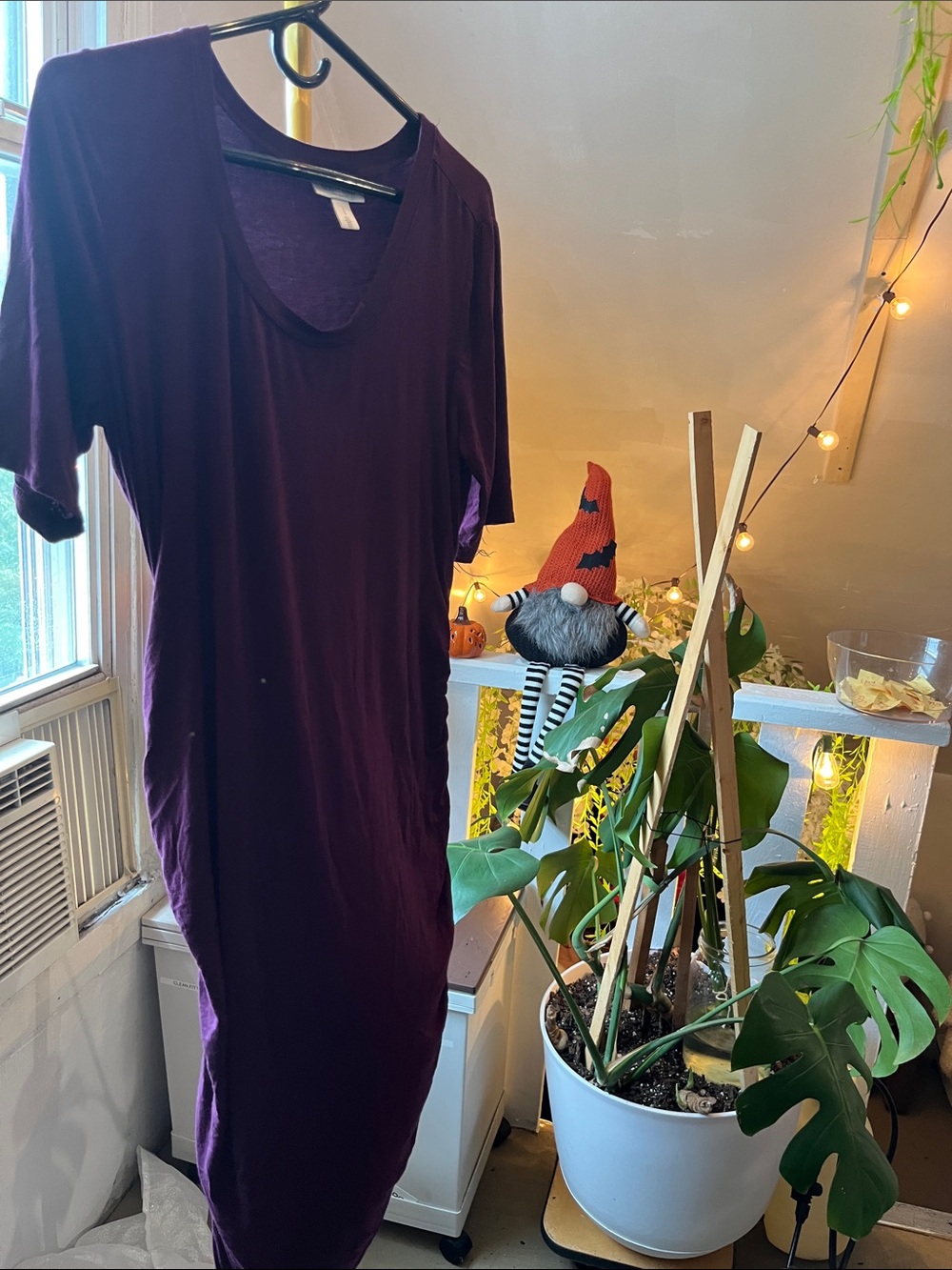 Motherhood Maternity Scoop Neck Midi Dress in Deep Plum